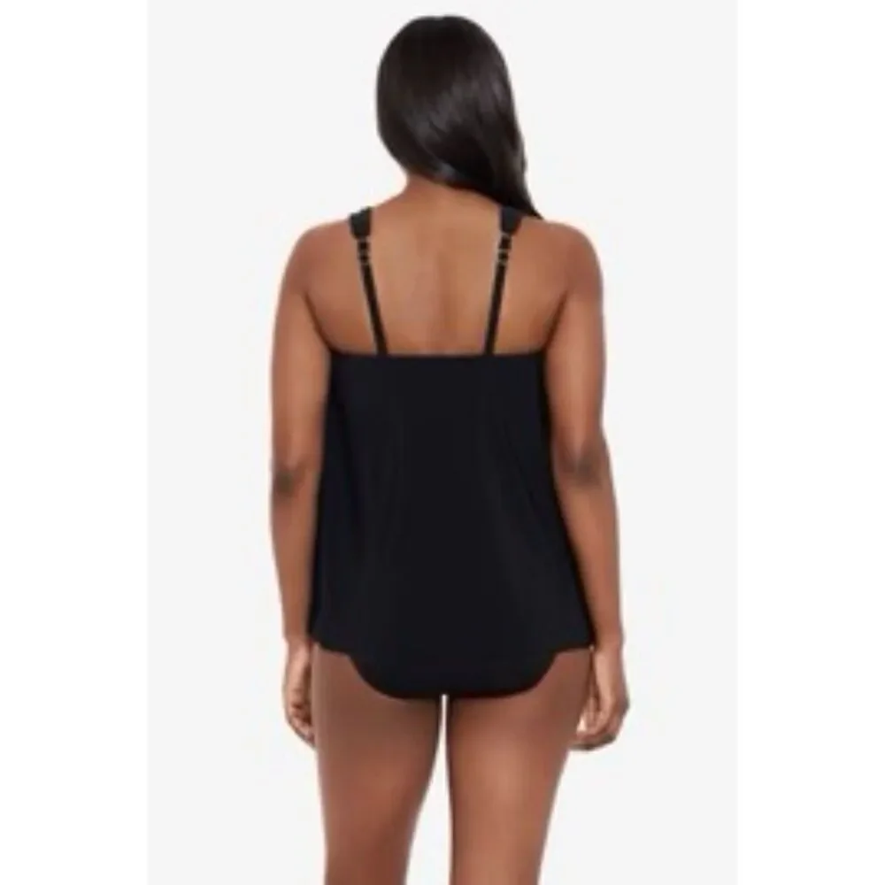 Miraclesuit Dazzle Tankini Top in Black, size 16 EUC